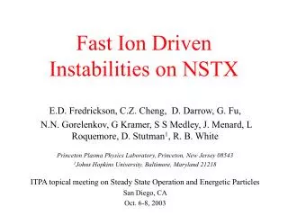 Fast Ion Driven Instabilities on NSTX