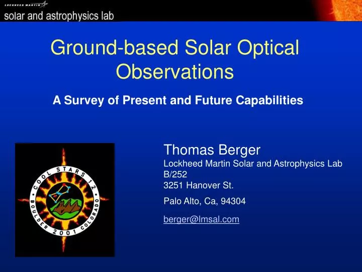 ground based solar optical observations