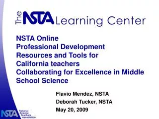NSTA Online Professional Development Resources and Tools for California teachers