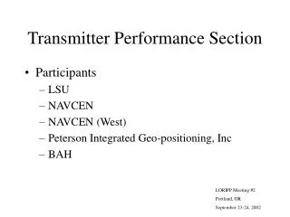 Transmitter Performance Section