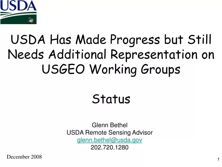 usda has made progress but still needs additional representation on usgeo working groups status