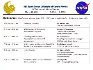KSC Space Day at University of Central Florida UCF Fairwinds Alumni Center