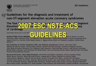 2007 ESC NSTE-ACS GUIDELINES