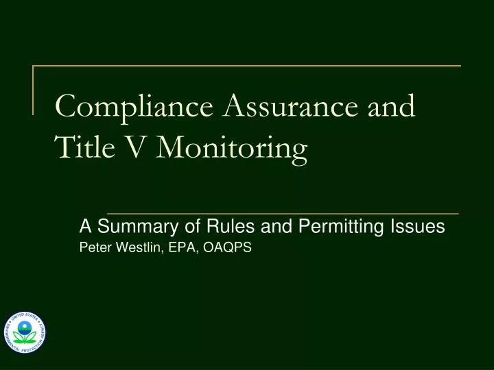 compliance assurance and title v monitoring
