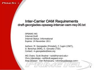 Inter-Carrier OAM Requirements draft-georgiades-opsawg-intercar-oam-req-00.txt