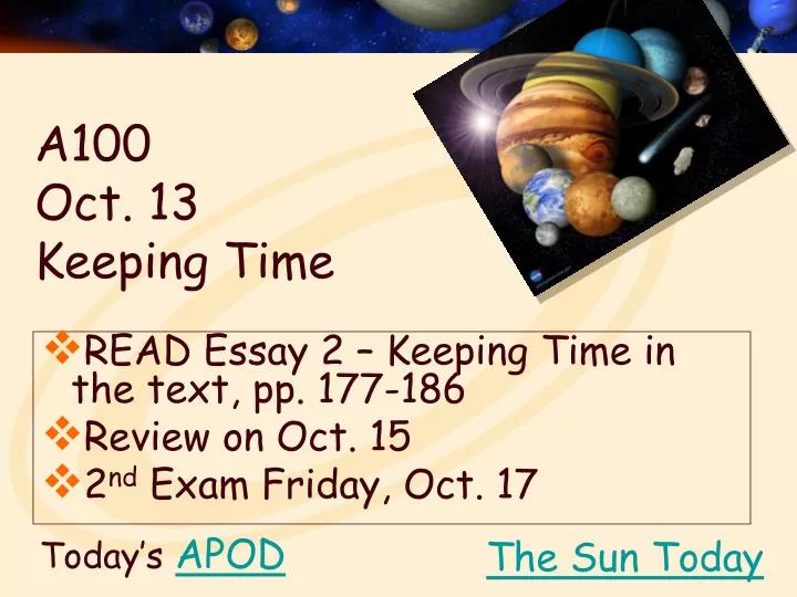 a100 oct 13 keeping time