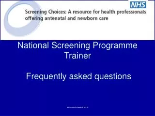 National Screening Programme Trainer Frequently asked questions