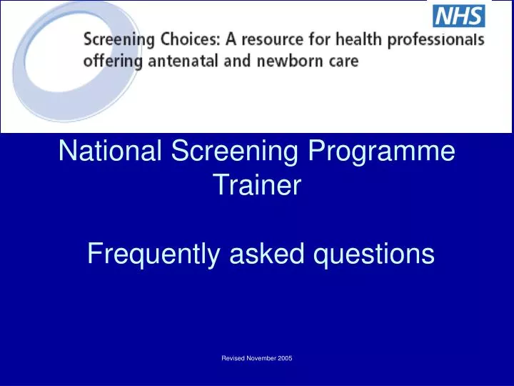 national screening programme trainer frequently asked questions