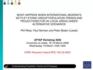 UPTAP Workshop 2008 University of Leeds, 18-19 March 2008 Wednesday 19 March 1530-1600