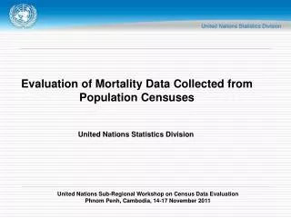 Evaluation of Mortality Data Collected from Population Censuses