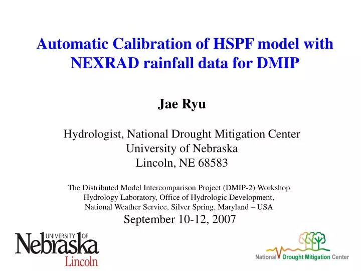 automatic calibration of hspf model with nexrad rainfall data for dmip