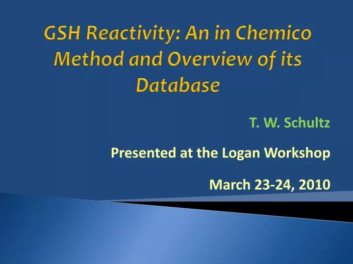 gsh reactivity an in chemico method and overview of its database