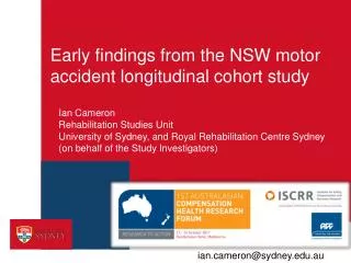 Early findings from the NSW motor accident longitudinal cohort study