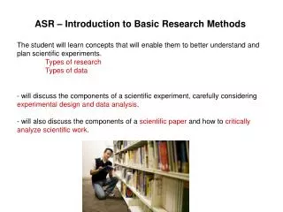 ASR – Introduction to Basic Research Methods