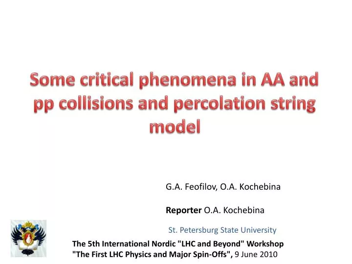 some critical phenomena in aa and pp collisions and percolation string model