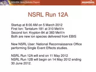 nsrl run 12a