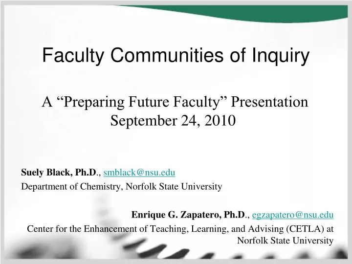 a preparing future faculty presentation september 24 2010
