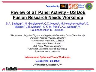 Review of ST Panel Activity - US DoE Fusion Research Needs Workshop