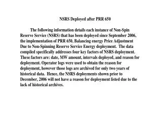 2006 NSRS Deployments*