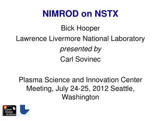 NIMROD on NSTX