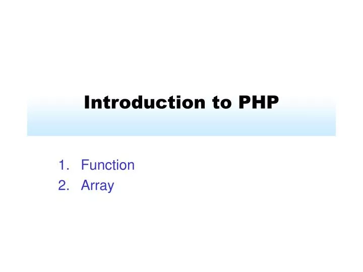 introduction to php