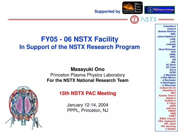 fy05 06 nstx facility in support of the nstx research program