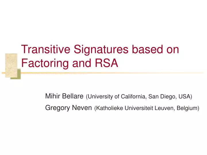 transitive signatures based on factoring and rsa