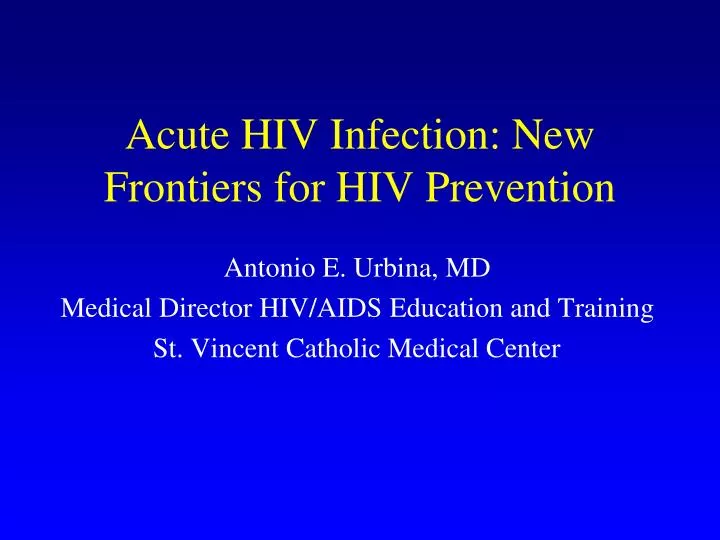 acute hiv infection new frontiers for hiv prevention