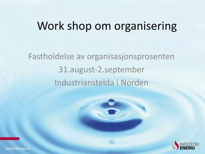 work shop om organisering