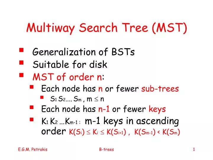 multiway search tree mst