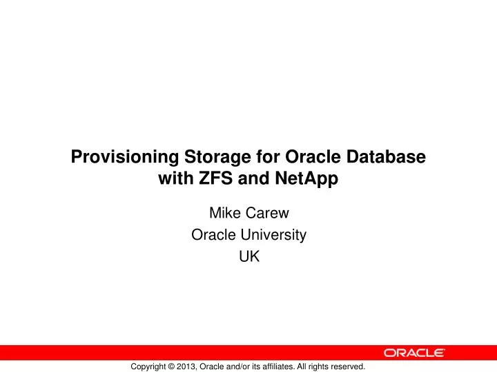 provisioning storage for oracle database with zfs and netapp