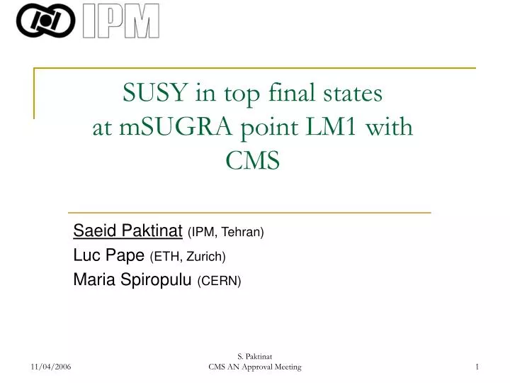 susy in top final states at msugra point lm1 with cms