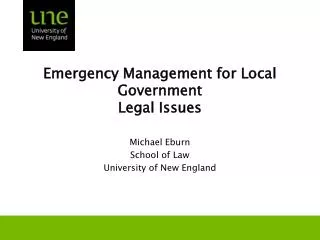 Emergency Management for Local Government Legal Issues