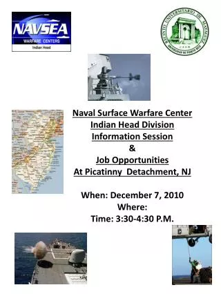 Naval Surface Warfare Center Indian Head Division Information Session &amp; Job Opportunities