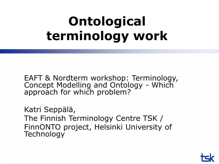 ontological terminology work