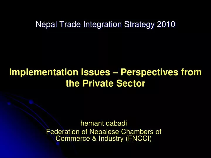 nepal trade integration strategy 2010