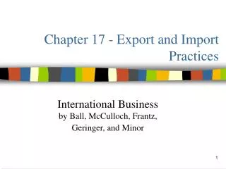 Chapter 17 - Export and Import Practices