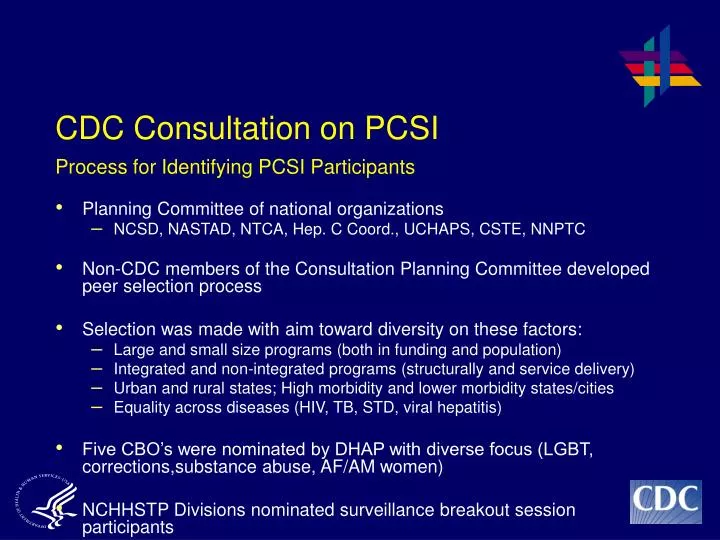 cdc consultation on pcsi process for identifying pcsi participants