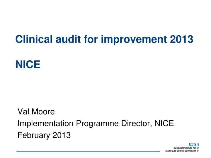 clinical audit for improvement 2013 nice