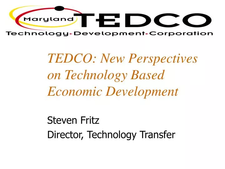 tedco new perspectives on technology based economic development