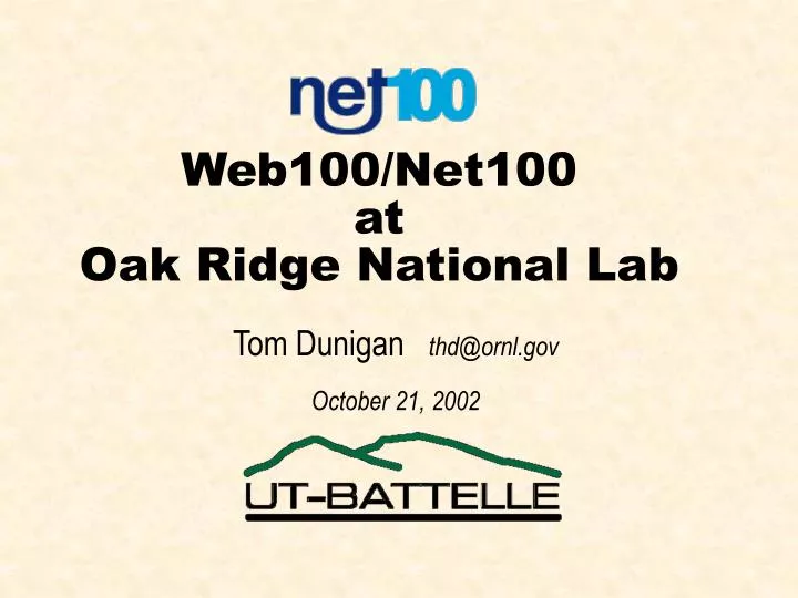 web100 net100 at oak ridge national lab