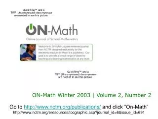 ON-Math Winter 2003 | Volume 2, Number 2