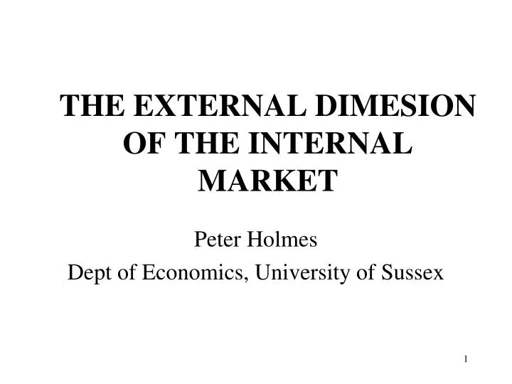 the external dimesion of the internal market
