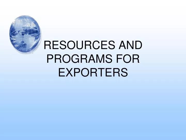 resources and programs for exporters