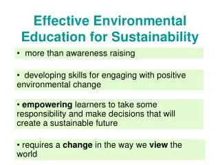 Effective Environmental Education for Sustainability