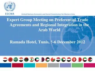 Expert Group Meeting on Preferential Trade Agreements and Regional Integration in the Arab World