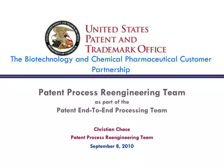 patent process reengineering team as part of the patent end to end processing team