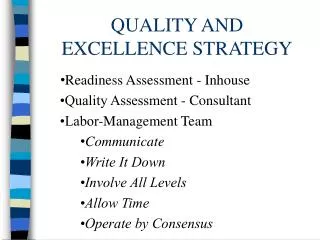 QUALITY AND EXCELLENCE STRATEGY
