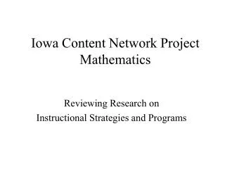 Iowa Content Network Project Mathematics