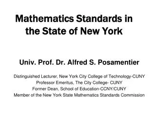 Mathematics Standards in the State of New York